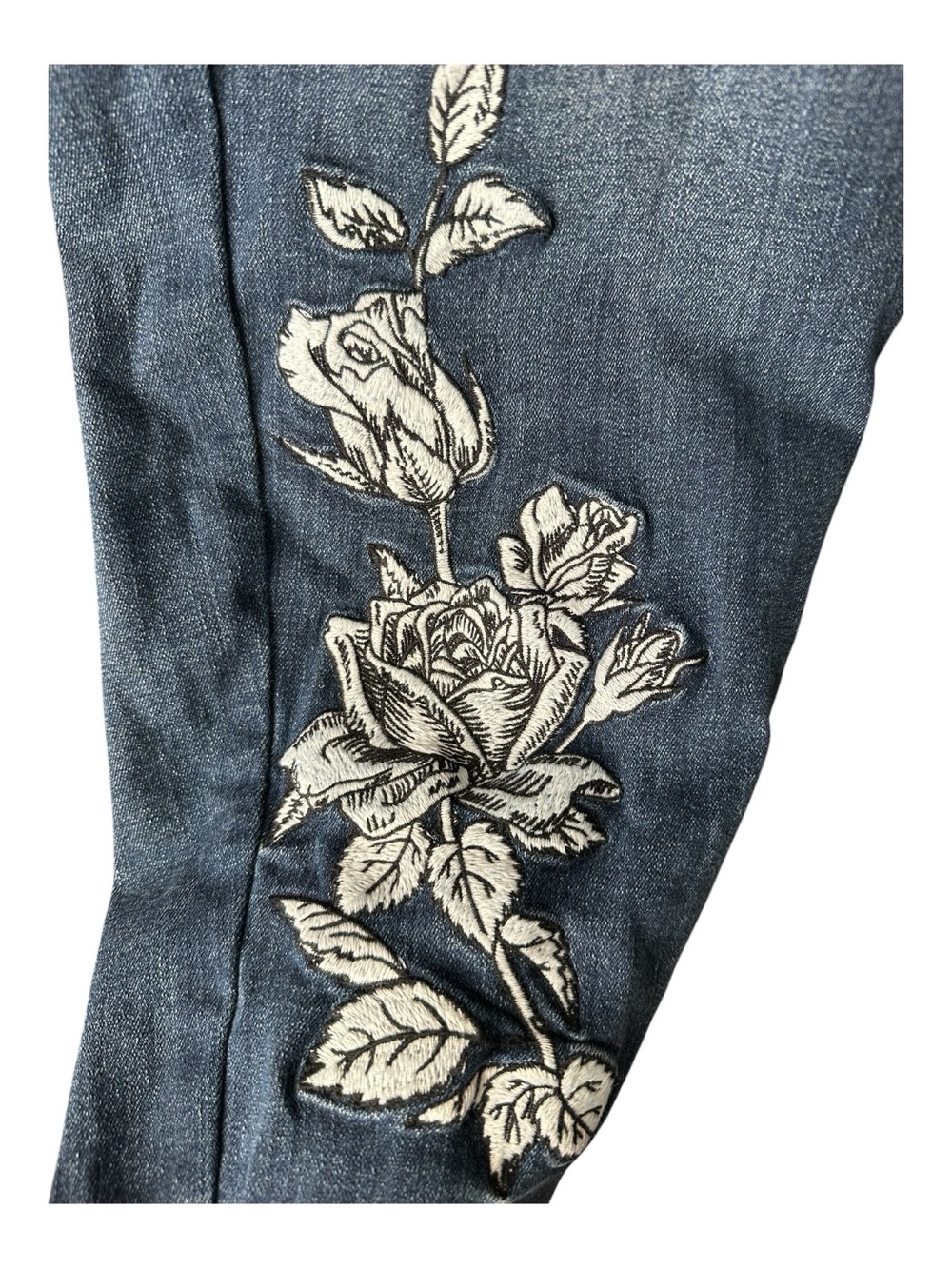 Lane Bryant Mid Rise Super Stretch Skinny Jeans Size 26 Floral Embroidery New - Picture 3 of 11